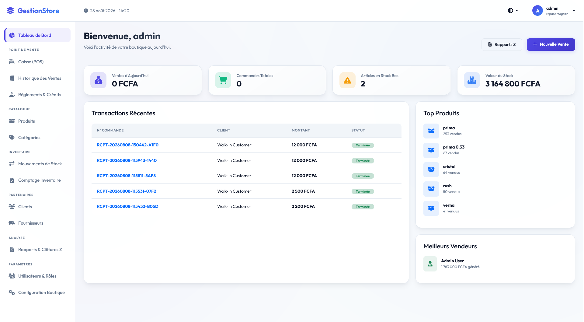 Tableau de bord GestionStore — ProConsulting